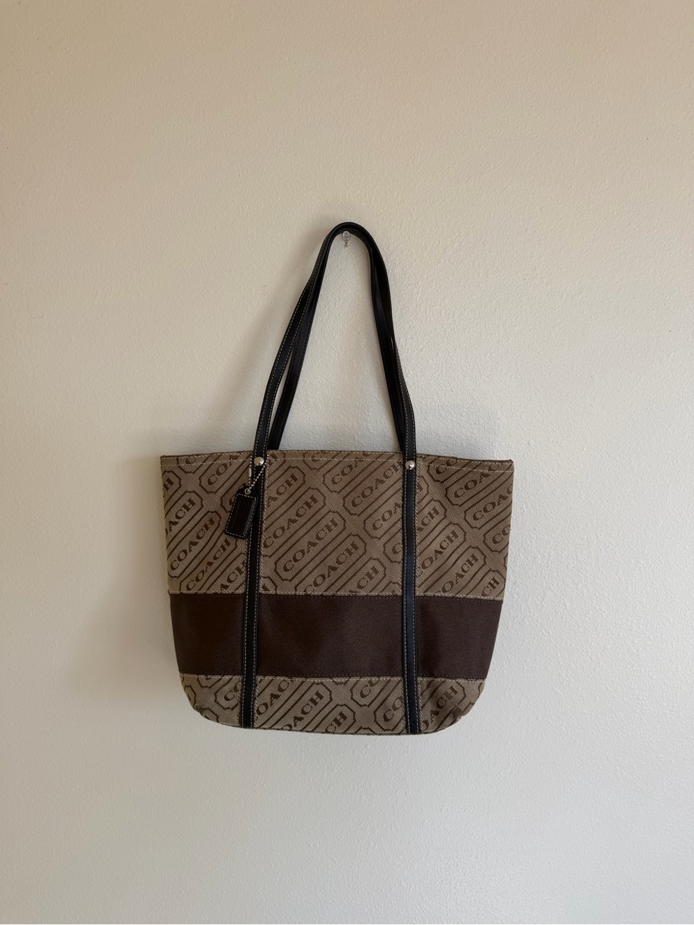 Coach Signature Brown Canvas Tote Bag